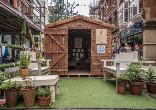tales from the plot garden shed event installation at Dig the City 2015 Manchester