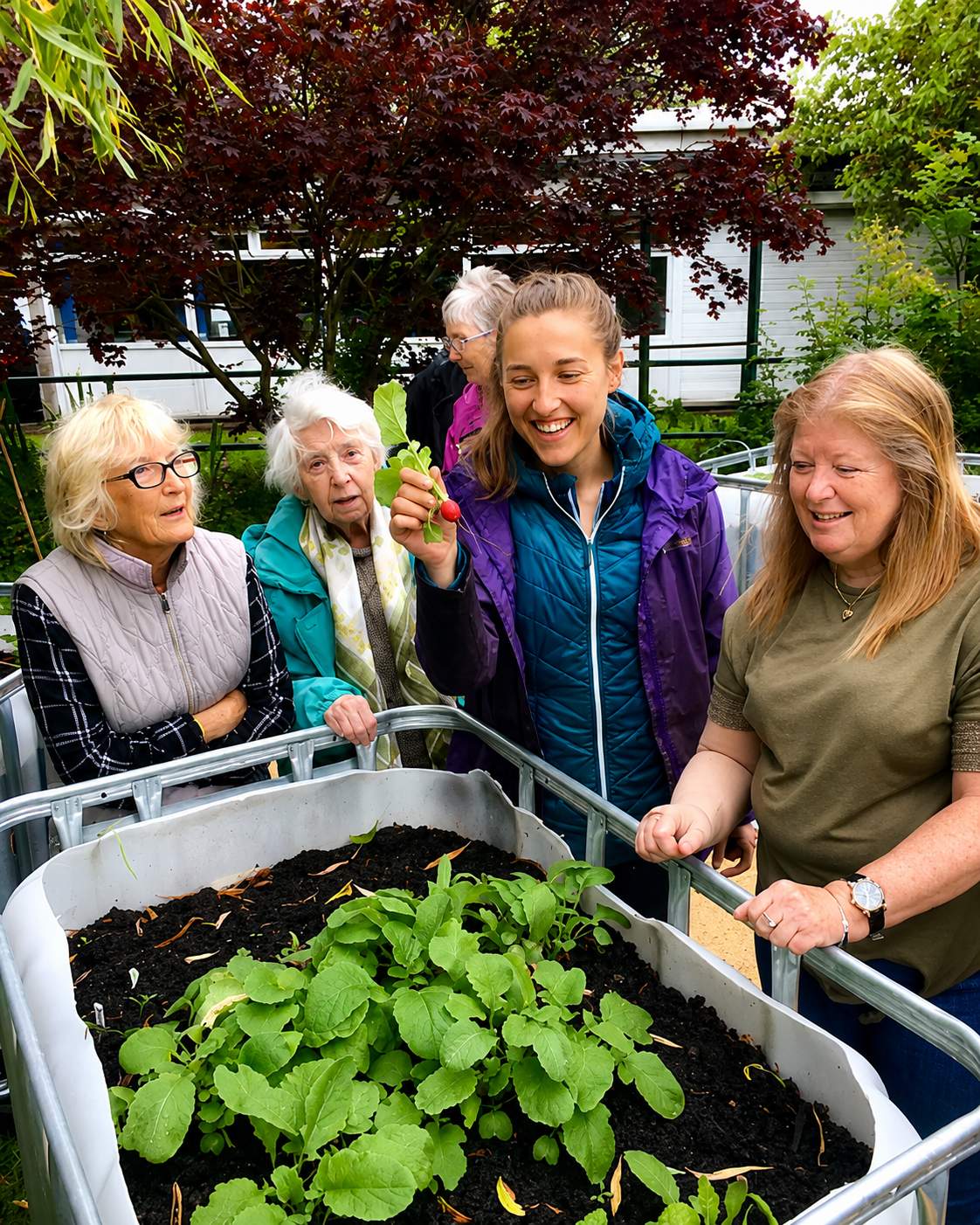 Emily and the ladies gardening